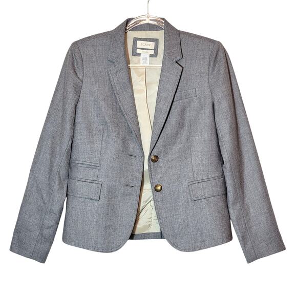 J.Crew Schoolboy Wool Blazer Gray Single Breasted Tailored Classic Office Chic 6 - Picture 8 of 16